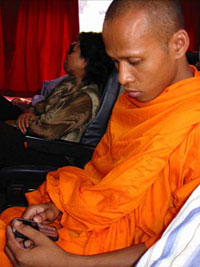 Monk sending text message