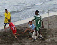 football on the beach at Sohar