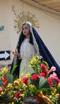 A very serious Virgin Mary