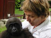 Maureen with baby gorilla